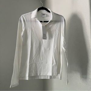 Women’s white LACOSTE long sleeve polo